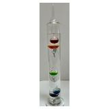 Crystal Table Lamp Pair with Lamp Shades and Galileo Thermometer Crystal Table Lamp Pair with Lamp Shades and Galileo Thermometer