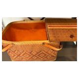 Decorator Table and Vintage Woven Picnic Basket Decorator Table and Vintage Woven Picnic Basket