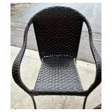 Set of 2 Wicker Outdoor Patio Chairs with Brown Side Table Set of 2 Wicker Outdoor Patio Chairs with Brown Side Table
