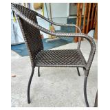 Set of 2 Wicker Outdoor Patio Chairs with Brown Side Table Set of 2 Wicker Outdoor Patio Chairs with Brown Side Table