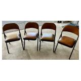 Set of 4 Vintage Brown Metal Folding Chairs with Vinyl Seats Set of 4 Vintage Brown Metal Folding Chairs with Vinyl Seats