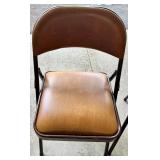 Set of 4 Vintage Brown Metal Folding Chairs with Vinyl Seats Set of 4 Vintage Brown Metal Folding Chairs with Vinyl Seats