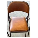 Set of 4 Vintage Brown Metal Folding Chairs with Vinyl Seats Set of 4 Vintage Brown Metal Folding Chairs with Vinyl Seats