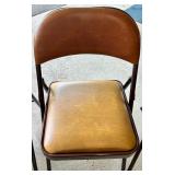 Set of 4 Vintage Brown Metal Folding Chairs with Vinyl Seats Set of 4 Vintage Brown Metal Folding Chairs with Vinyl Seats