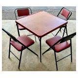 Samsonite Folding Card Table with 4 Red Folding Chairs Samsonite Folding Card Table with 4 Red Folding Chairs
