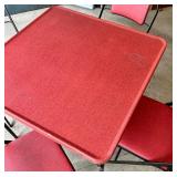 Samsonite Folding Card Table with 4 Red Folding Chairs Samsonite Folding Card Table with 4 Red Folding Chairs