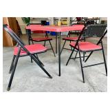 Samsonite Folding Card Table with 4 Red Folding Chairs Samsonite Folding Card Table with 4 Red Folding Chairs