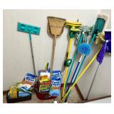 Large Collection of Cleaning Supplies and Tools with Mops, Brooms, Swiffer, and Handi Wipes Large Collection of Cleaning Supplies and Tools with Mops, Brooms, Swiffer, and Handi Wipes