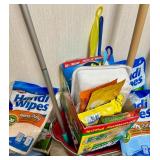 Large Collection of Cleaning Supplies and Tools with Mops, Brooms, Swiffer, and Handi Wipes Large Collection of Cleaning Supplies and Tools with Mops, Brooms, Swiffer, and Handi Wipes