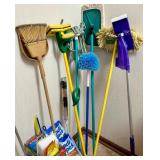 Large Collection of Cleaning Supplies and Tools with Mops, Brooms, Swiffer, and Handi Wipes Large Collection of Cleaning Supplies and Tools with Mops, Brooms, Swiffer, and Handi Wipes