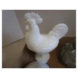 Vintage Milk Glass -Nesting Chickens