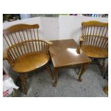 High Spindle Back Chairs, End Table