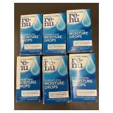 Lot of 6 Bausch + Lomb Renu Contact Lens Moisture Drops 0.27oz Each