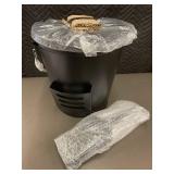 Ash Bucket with Shovel and Handle, Matte Black Finish