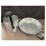Galvanized Paper Towel Holder and Serving Tray Set
