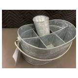 Galvanized Metal Party Caddy Organizer with Handle