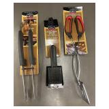 Mr. Bar-B-Q BBQ Tool Trio: Kickstand Tongs, Dual Grill Brush, Deluxe Turner Tongs