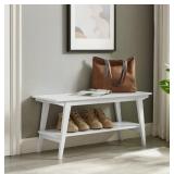 NEW - Walker Edison Minimalist White Bench with Shelf - MSRP - $195 NEW - Walker Edison Minimalist White Bench with Shelf - MSRP - $195