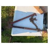 ANTIQUE JACK, METAL TOOL BOXES AND TOOLS ANTIQUE JACK, METAL TOOL BOXES AND TOOLS