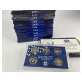 12x Proof Statehood Quarter Sets from 1999-2008