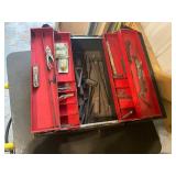 Vintage Metal Toolbox with Assorted Hand Tools