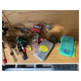 Collection of Fishing Rods and Reels with Fishing Accessories