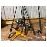 Assorted Fishing Gear with Rods, Reels, and Accessories