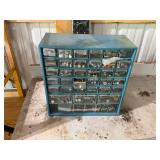 Industrial Metal Hardware Organizer with Various Nuts, Bolts, and Fasteners