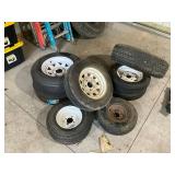 Lot of 7 Mixed Used Trailer Tires and Rims - Various Sizes