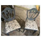 Set of 6 Blue Vintage Dining Chairs with Patterned Cushions