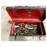 Vintage Metal Toolbox with Assorted Hand Tools