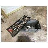 Benchtop Tool Storage Box with Assorted Plumbing Tools and Fittings