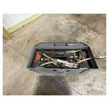 Benchtop Tool Storage Box with Assorted Plumbing Tools and Fittings