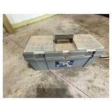 Benchtop Tool Storage Box with Assorted Plumbing Tools and Fittings