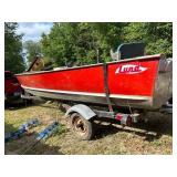 Lund 16ft Aluminum Fishing Boat with Steering Console.  This does NOT include trailer but can be used to transport it.