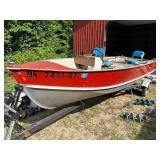 Lund 16ft Aluminum Fishing Boat with Steering Console.  This does NOT include trailer but can be used to transport it.