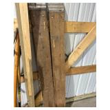 Pair of Heavy-Duty Wooden Beams with Metal Reinforcements