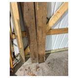 Pair of Heavy-Duty Wooden Beams with Metal Reinforcements