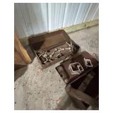 Vintage Metal Toolboxes with Assorted Hand Tools and Hardware
