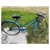Ross Eurotour Vintage Blue Bicycle with Wicker Basket