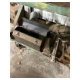 Industrial Metal Workbench with Assorted Hand Tools and Toolboxes