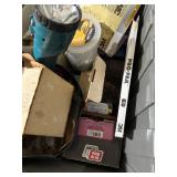 Collection of Hardware Fasteners, Sandpaper, and Tool Belt Assortment