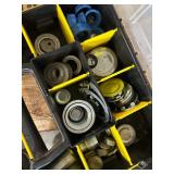 Collection of Hardware Fasteners, Sandpaper, and Tool Belt Assortment