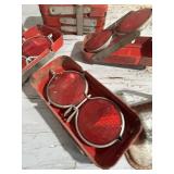 Set of 5 Vintage Red Metal Emergency Reflector Cases