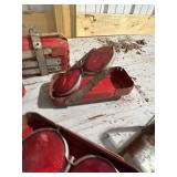 Set of 5 Vintage Red Metal Emergency Reflector Cases