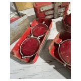 Set of 5 Vintage Red Metal Emergency Reflector Cases