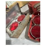 Set of 5 Vintage Red Metal Emergency Reflector Cases