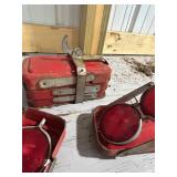 Set of 5 Vintage Red Metal Emergency Reflector Cases