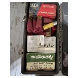 Mixed Lot of Shotgun Shells and .22 Long Rifle Cartridges with Plastic Storage Box
