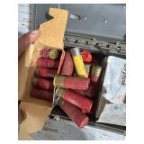 Mixed Lot of Shotgun Shells and .22 Long Rifle Cartridges with Plastic Storage Box
